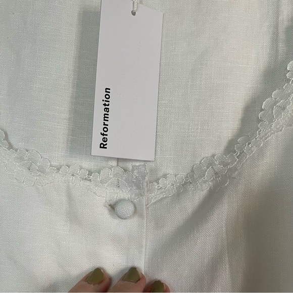 NWT Reformation Anabella Linen Top Es sz 18 - Picture 10 of 12